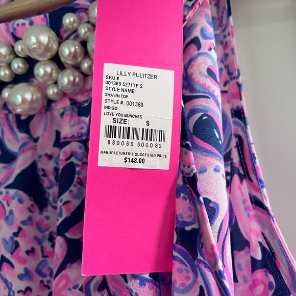 NWT Lilly Pulitzer Shawn Halter Top Love You Bunches Pearl Beads - Picture 3 of 3